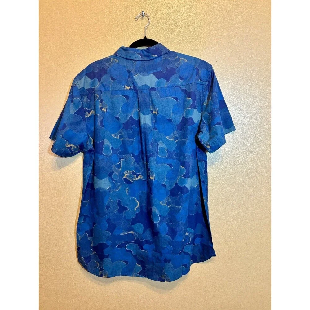 The North Face Men's Baytrail Shirt Medium Blue Camo Short Sleeve Button Up NWT